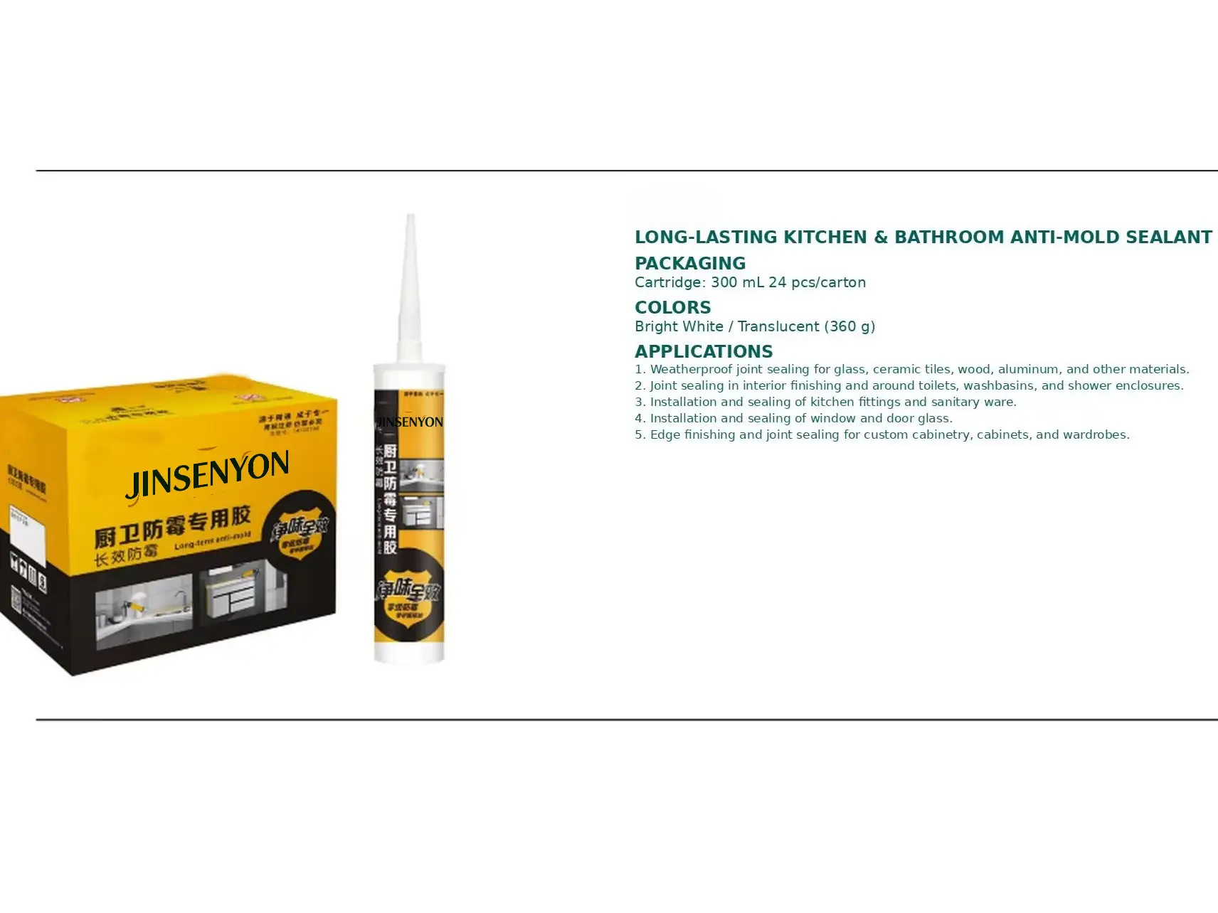 Kitchen & Bathroom Mildew‑Resistant Silicone Sealant